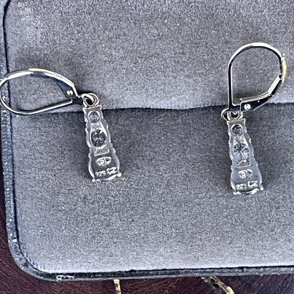 Vintage Cubic Zirconia Dangle Earrings 925 Sterling Wedding Jewelry - Picture 8 of 8